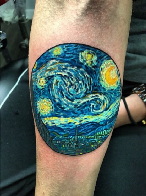 vincent van gogh tattoos Another Starry Night Tattoo with Cypress and the City on cafe