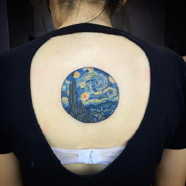 vincent van gogh tattoos Starry Night Tattoo on the Back