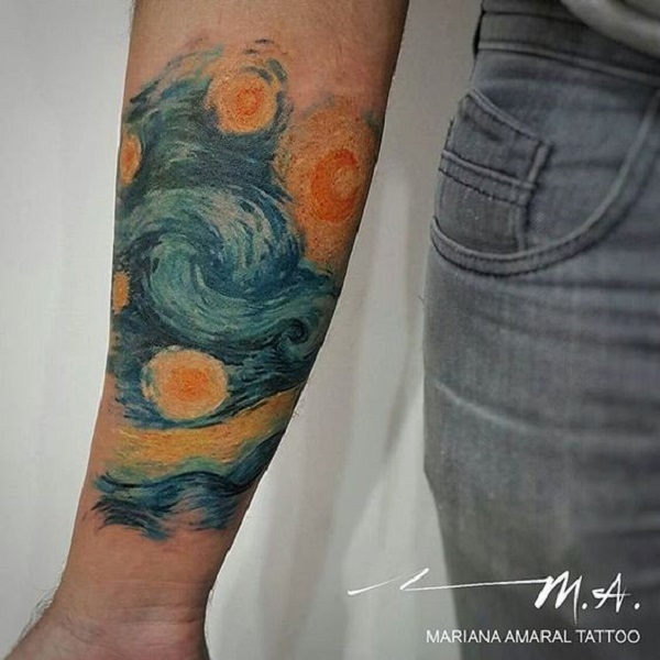 vincent van gogh tattoos Starry Night forearm tattoo