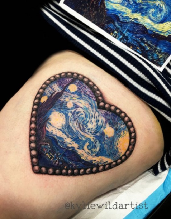 vincent van gogh tattoos Starry Night within a Heart