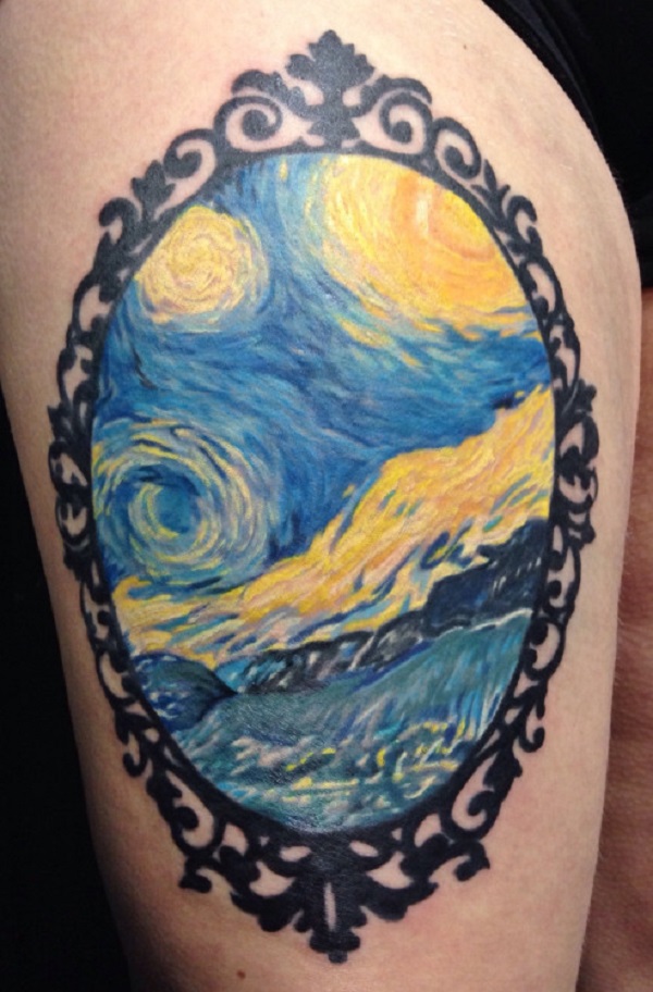 vincent van gogh tattoos Starry Night within a Mirror