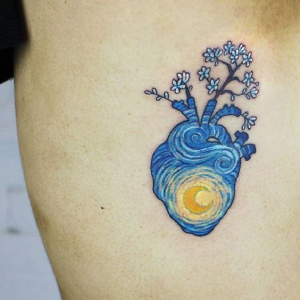 vincent van gogh tattoos Starry Night within the Heart