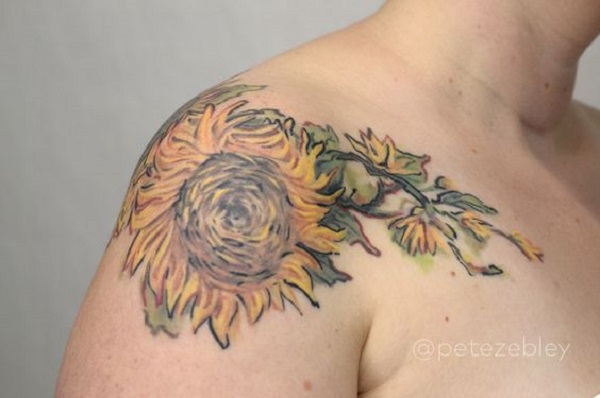 vincent van gogh tattoos Sunflower Out From a Vase by Pete Zebley