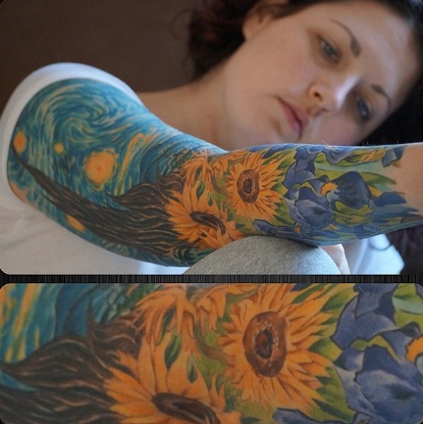 vincent van gogh tattoos Sunflowers within the Starry Night