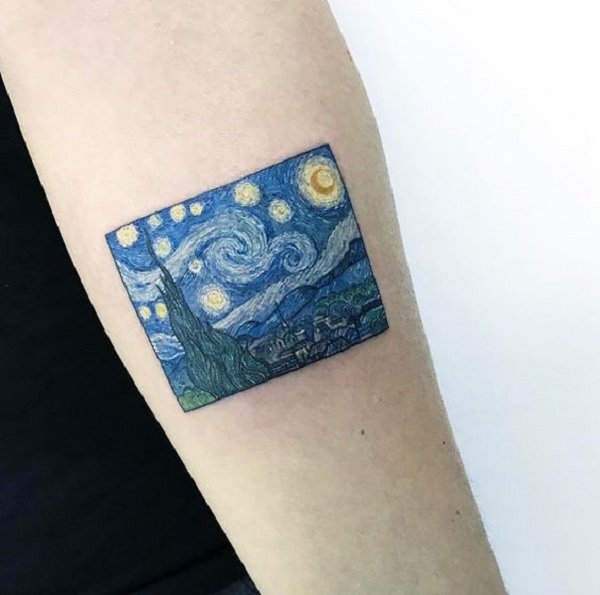 vincent van gogh tattoos The Starry Night on Inner Arm