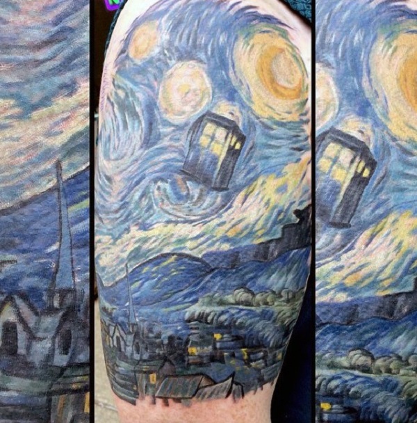 vincent van gogh tattoos The Starry Night upper Sleeve Tattoo