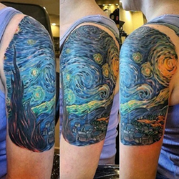 vincent van gogh tattoos The Starry Night upper arm