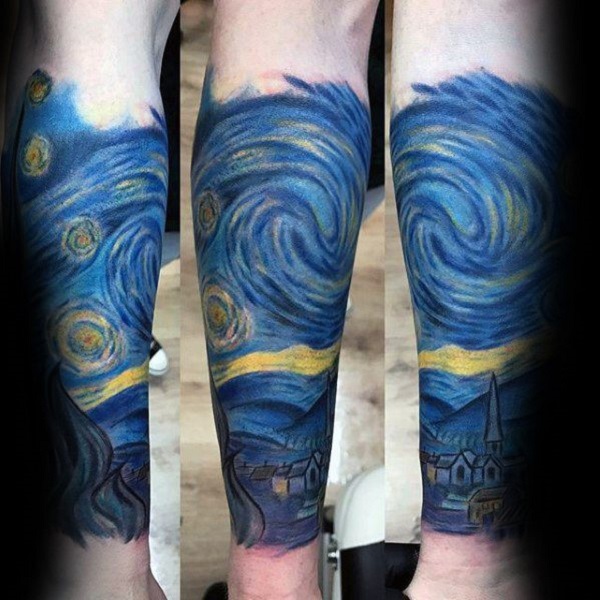 vincent van gogh tattoos The Thunder of Starry Night on forearm
