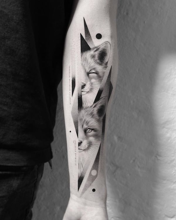 Fox Tattoo black and white by 321liqourice123 on DeviantArt