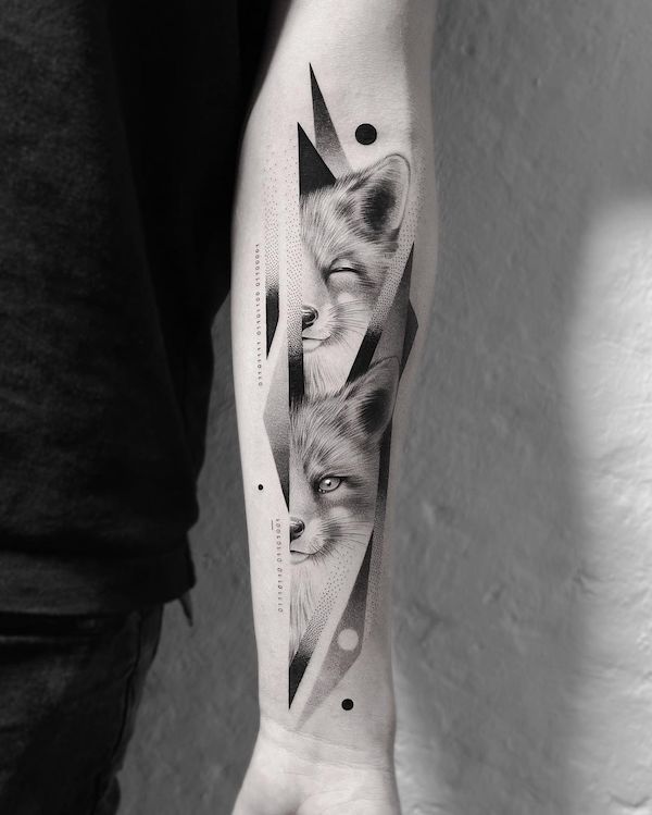 Abstract connections fox tattoo 1