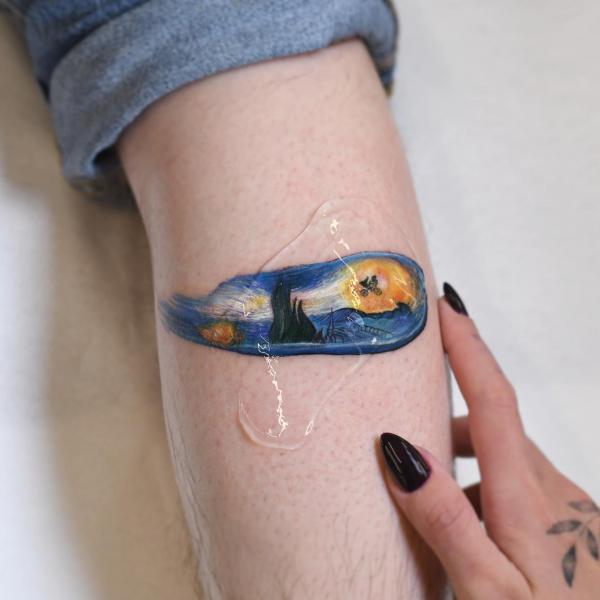 Miniature painting depicting Vincent Van Gogh's The Starry Night