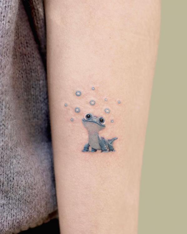 Minimalist tattoo of Cute frog in bubbles