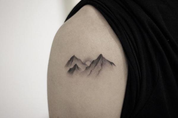 Mountain landscape miniature tattoo