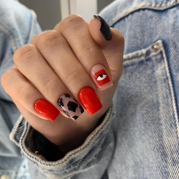 Red and black nail 38