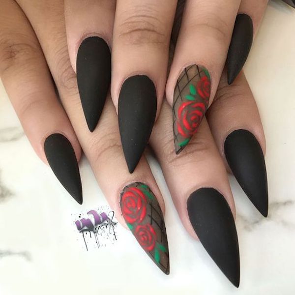Red rose with black nail 15