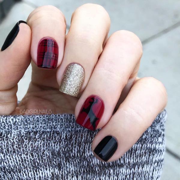 Christmas red and black nail art 7