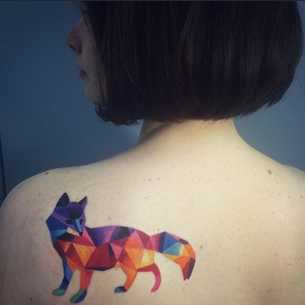 mosaic style fox tattoo 1