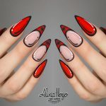 popart nail art - black and red stiletto nails