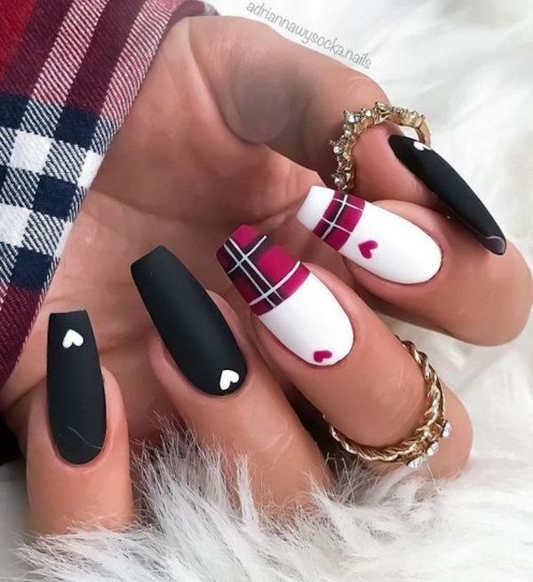 Football Stitching Nail Art | Red & Black Background