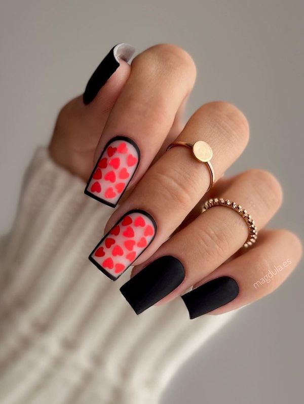 Red and Black Nails - Etsy