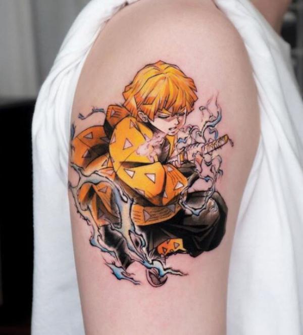 new school tattoo, anime characters, colourful tattoo, quarter sleeve tattoo,  grey top, khaki pants | Sleeve tattoos, Half sleeve tattoo, Tattoo prices