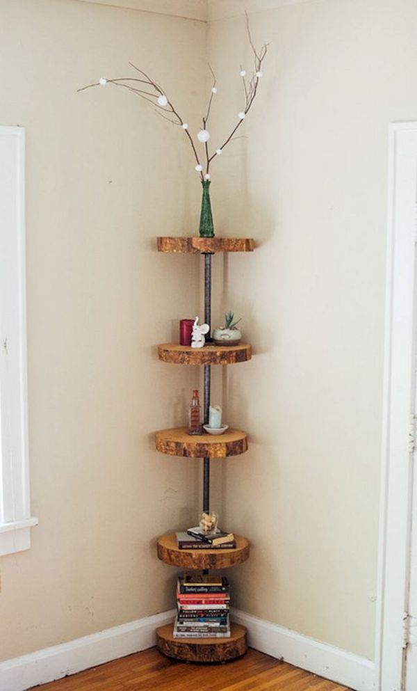 Chic hand-crafted corner bookshelf