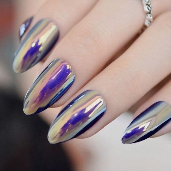 Gothic oval almond nails Color changing oval gothic almond nail 20