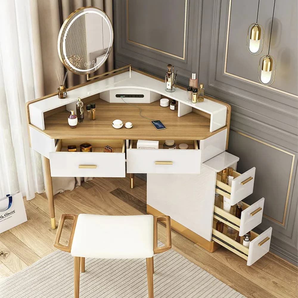 Cornered Makeup Vanity Table in Contemporary Design Cornered Makeup Vanity Table in Contemporary Design