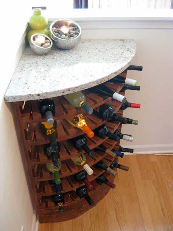 Quarter Round Wall Corner Rack for Wine Storage
