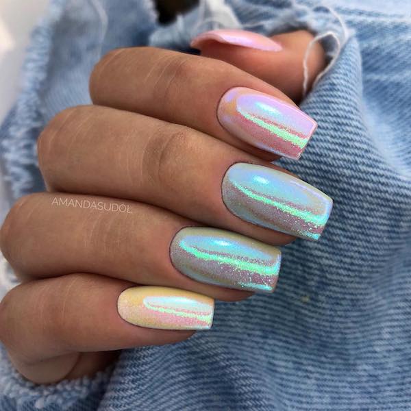 Rainbow Holographic Laser Powder Nail 30 Rainbow Holographic Laser Powder Nails