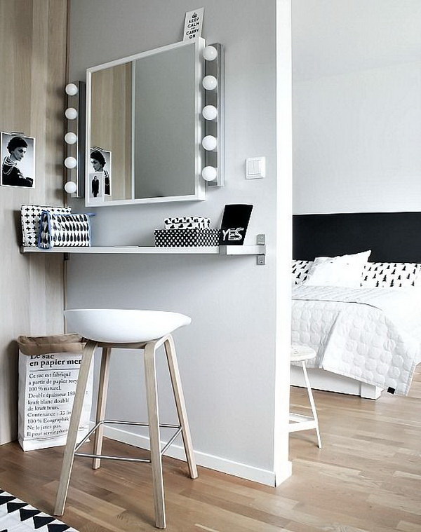 Simple dressing table with just a floating shelf Simple dressing table with just a floating shelf