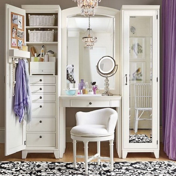 Vanity integrating storage floor mirror Vanity integrating storage floor mirror