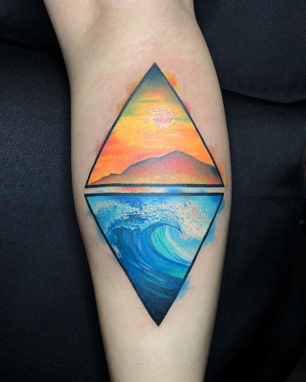 90 Sunset Tattoos For Men  Fading Daylight Sky Designs