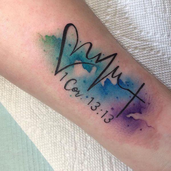 Birthdate with heartbeat watercolor Birthdate with heartbeat watercolor