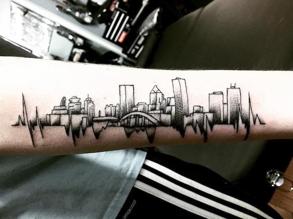 Black and white heartbeat city Black and white heartbeat city