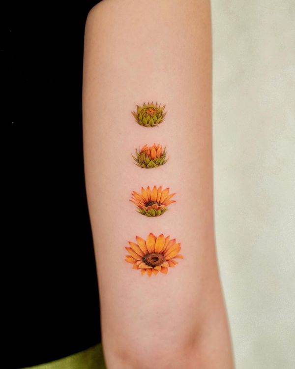 Four sunflowers family tattoo Four sunflowers family tattoo