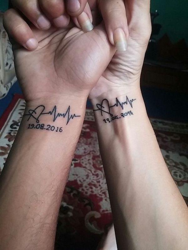 Heartbeats matching tattoos Heartbeats matching tattoos