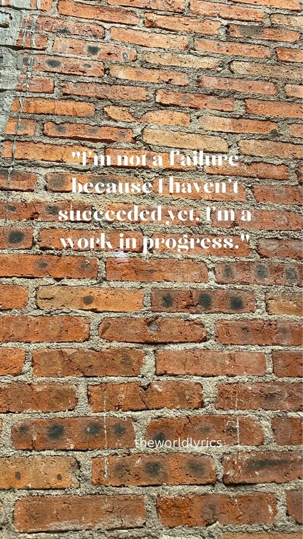 I\'m not a failure because I haven\'t succeeded yet. I\'m a work in progress.