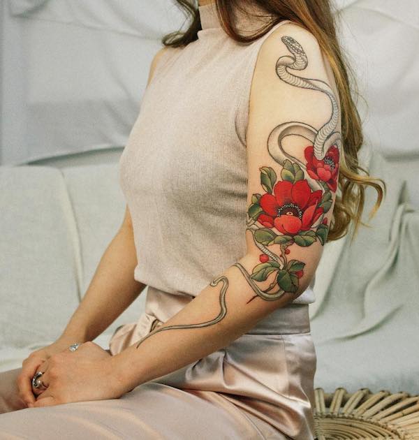 Snake and flower Snake and flower