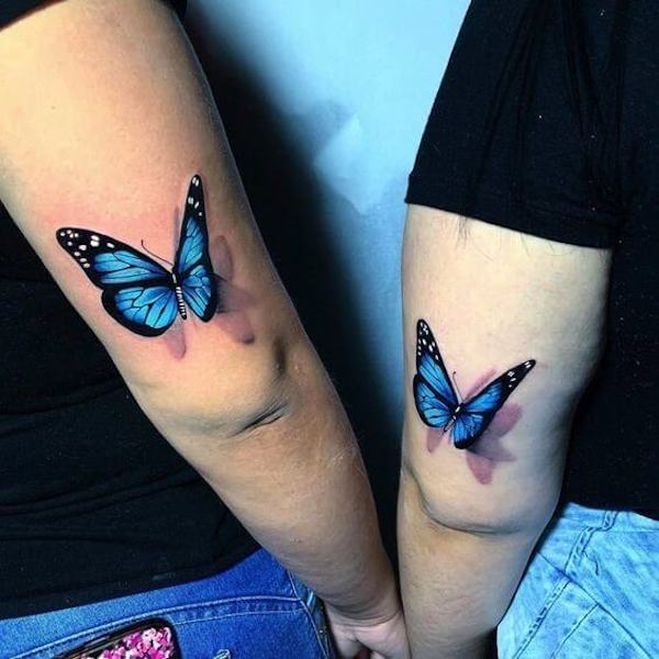 3D butterfly matching tattoo