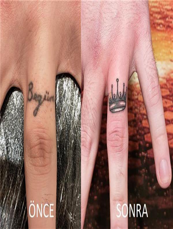 Crown finger tattoo cover up
