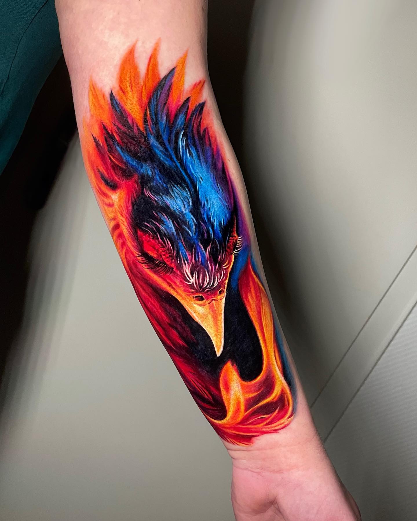 Fire Bird Half Sleeve Tattoo