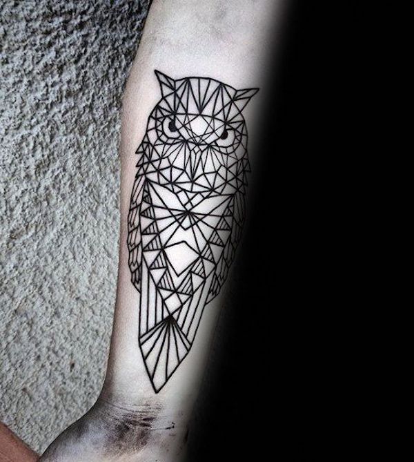half geometric owl tattoo  neartattoos