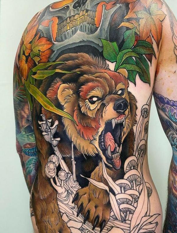 Black Garden Tattoo | Panda tattoo, Bear tattoo designs, Bear tattoo