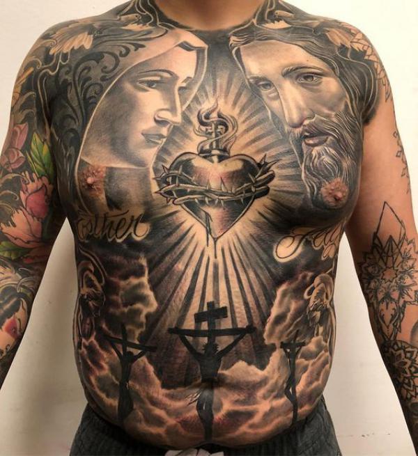 sacred heart of mary tattoo