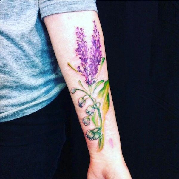 Lily of the valley and lavender tattoo