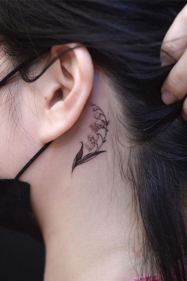 Lily of the valley ear tattoo