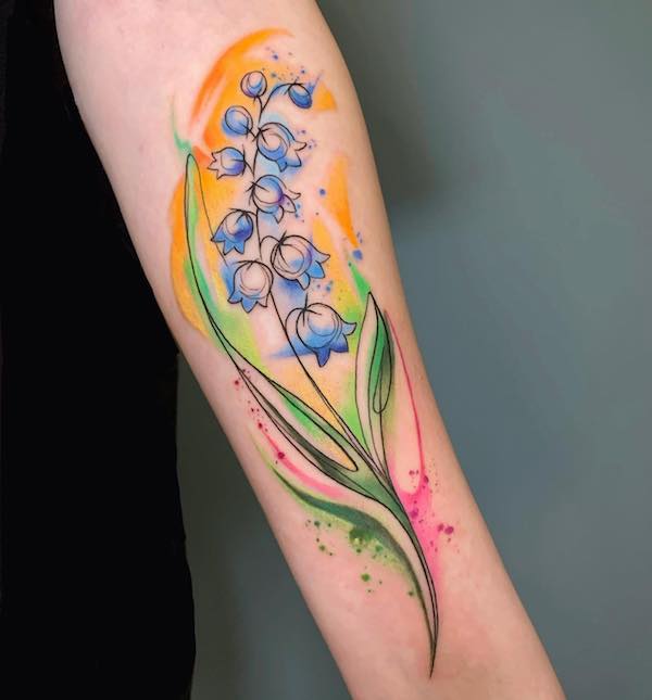 Blackwork Lily Watercolor tattoo on Arm  Best Tattoo Ideas Gallery