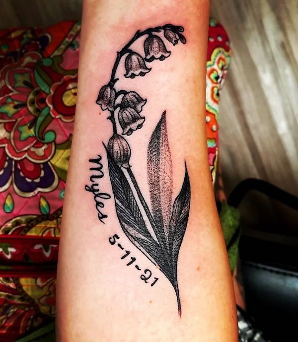 Lily of the valley with name and date