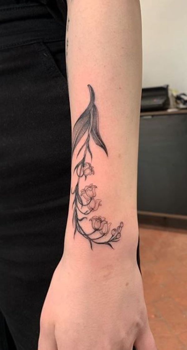 Lily of the valley wrist tattoo